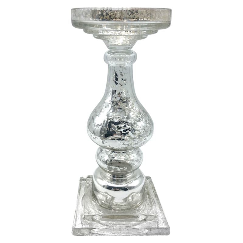 Mercury Glass Candle Holder, 12"