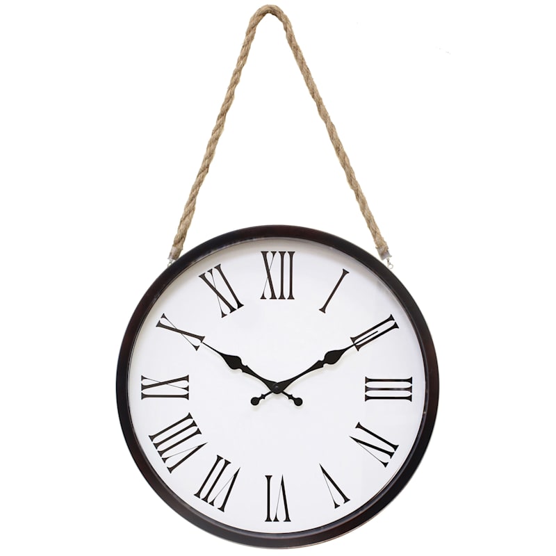 16in. Tortoise Round Hanging Wall Clock With Rope