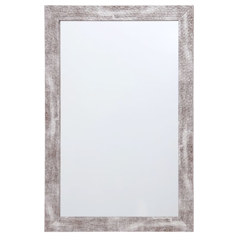 Hammered Silver Framed Rectangle Wall Mirror, 24x36