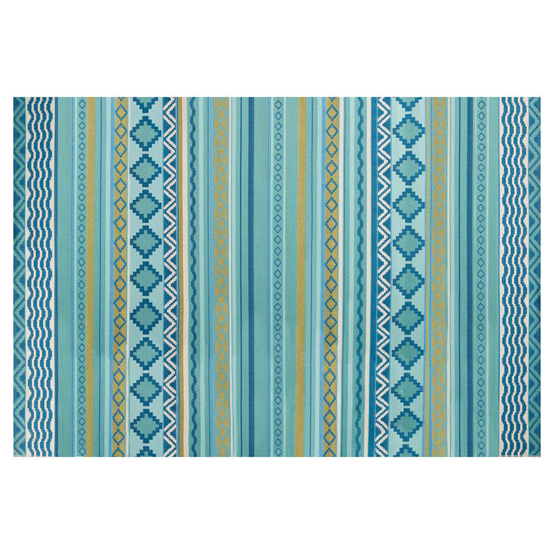 (E330) Mikayla Blue Multi-Colored Striped Indoor & Outdoor Area Rug, 8x10