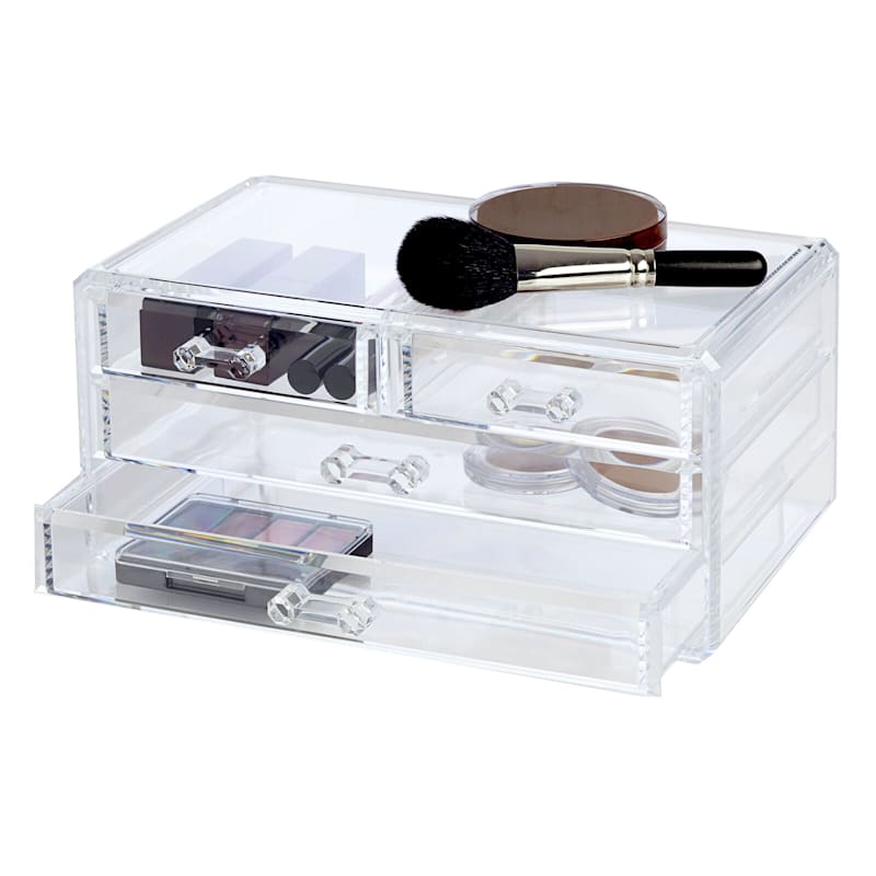 Tranquility bund forhold 4-Drawer Clear Cosmetic Organizer