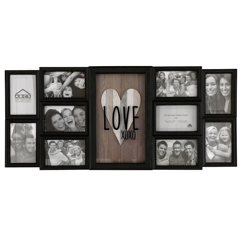 31X14 10-Opening Black Collage With Heart Love Art