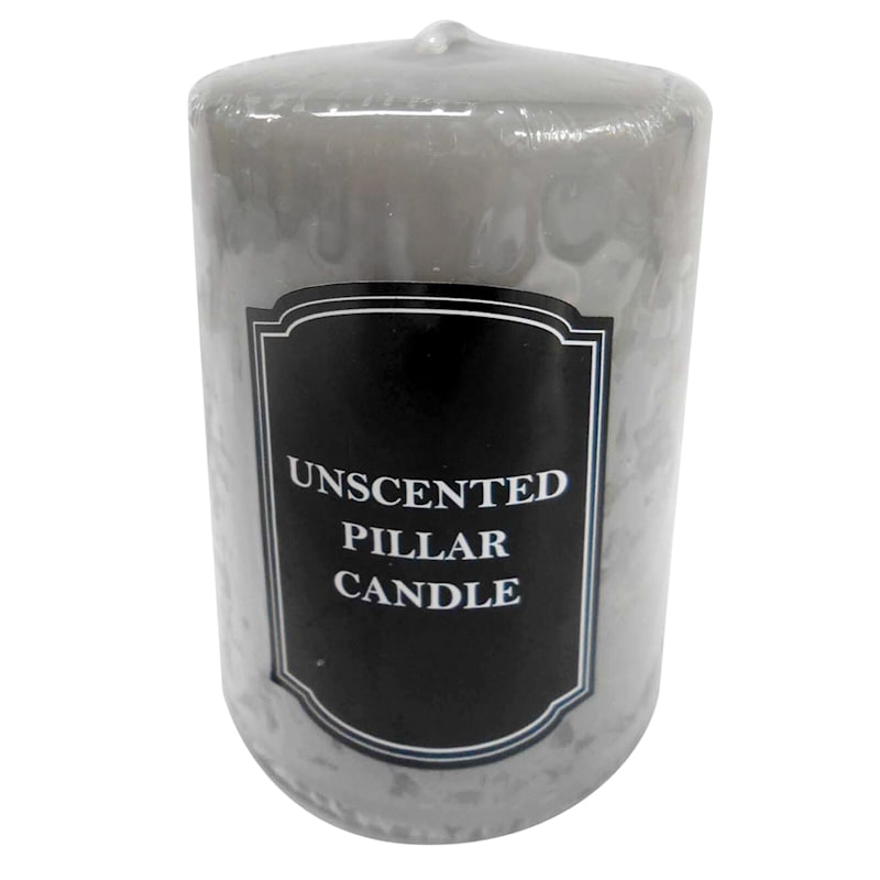 Gray Unscented Overdip Pillar Candle, 4"
