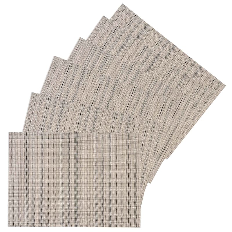 Sandford Set of 6 Ivory Woven Vinyl Placemats, 18x13