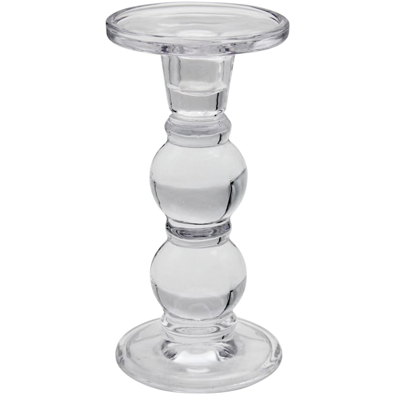 Clear Dual Purpose Pillar & Taper Candle Holder, 7"