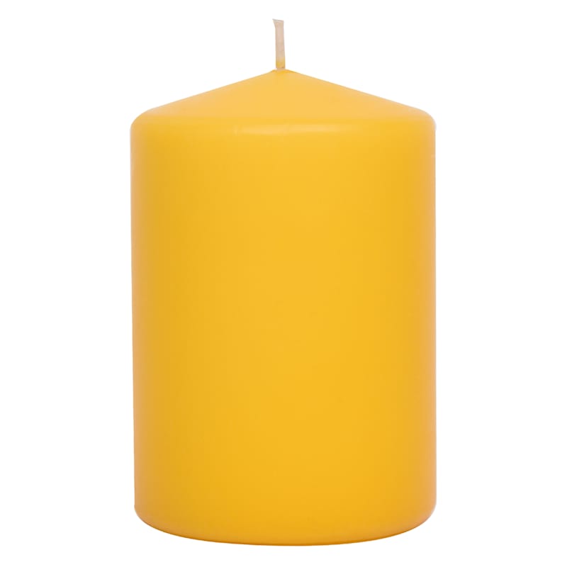 Yellow Unscented Overdip Pillar Candle, 3x4