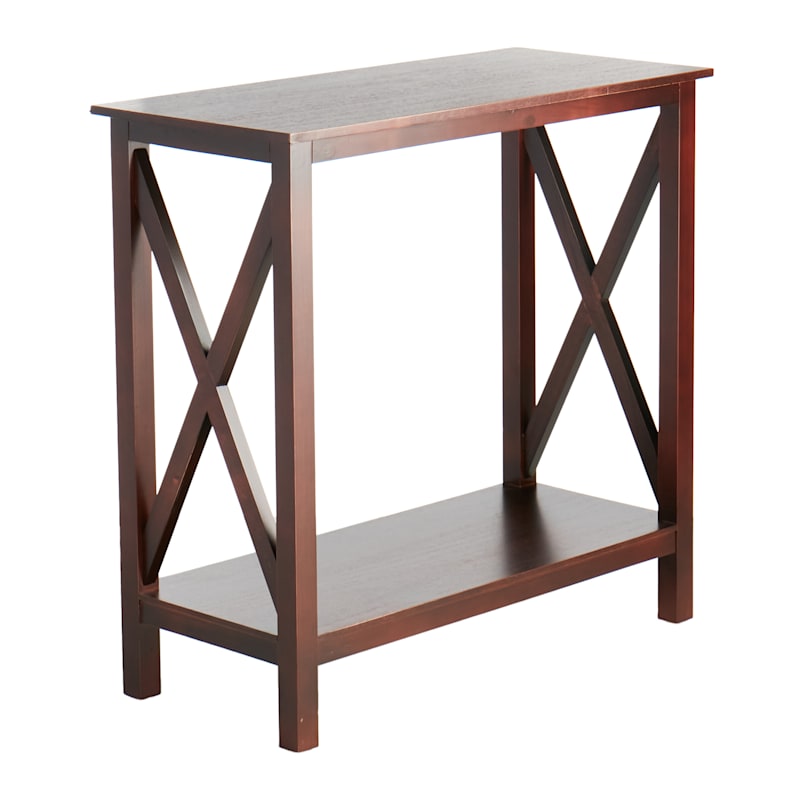 Brown X-Side Console End Table, 30"