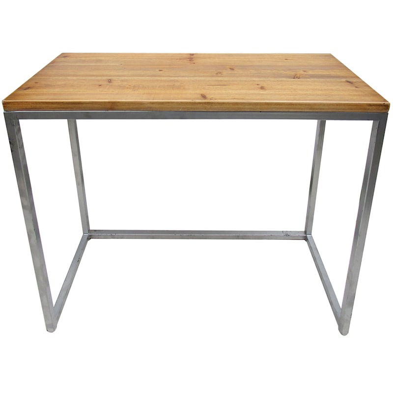 32in Wood Top Console Table With Metal, Iron And Wood Console Table