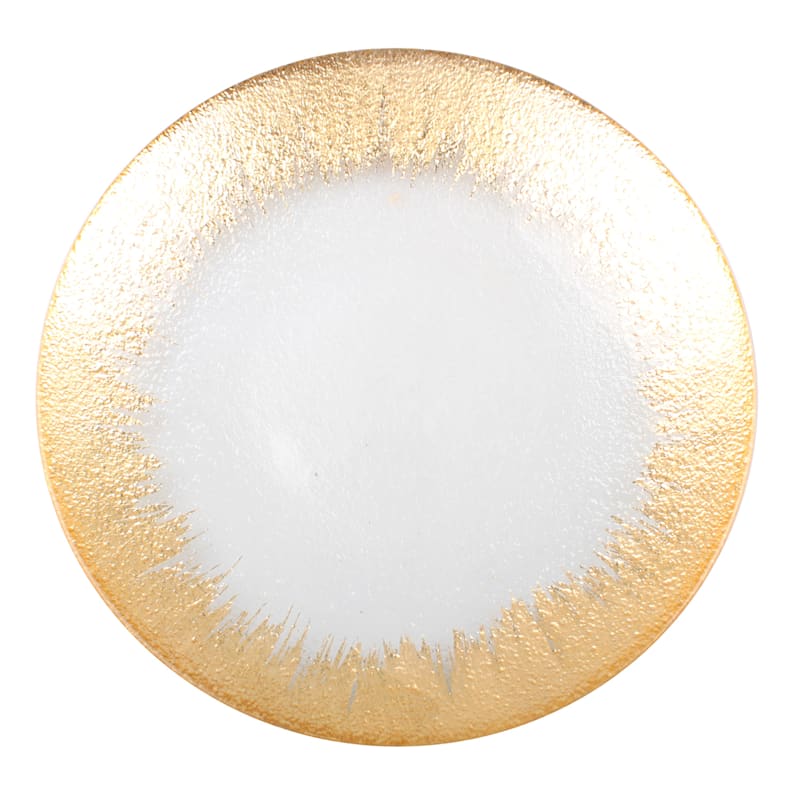 Prosecco Gold Foil Rim Glass Plate