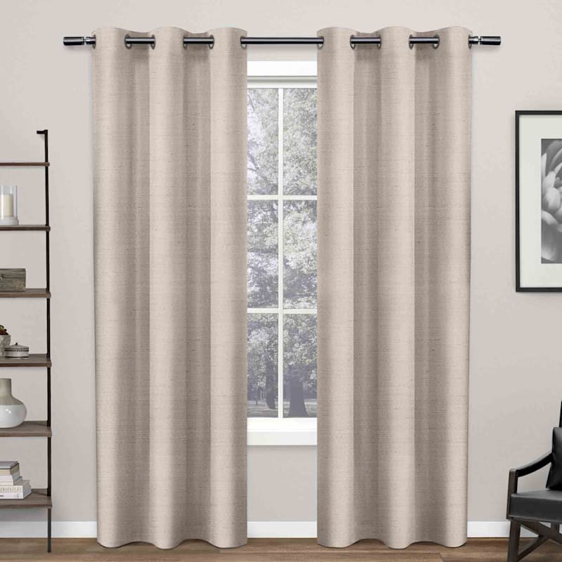 Blush Silk Light Filtering Grommet Curtain Panel, 84"