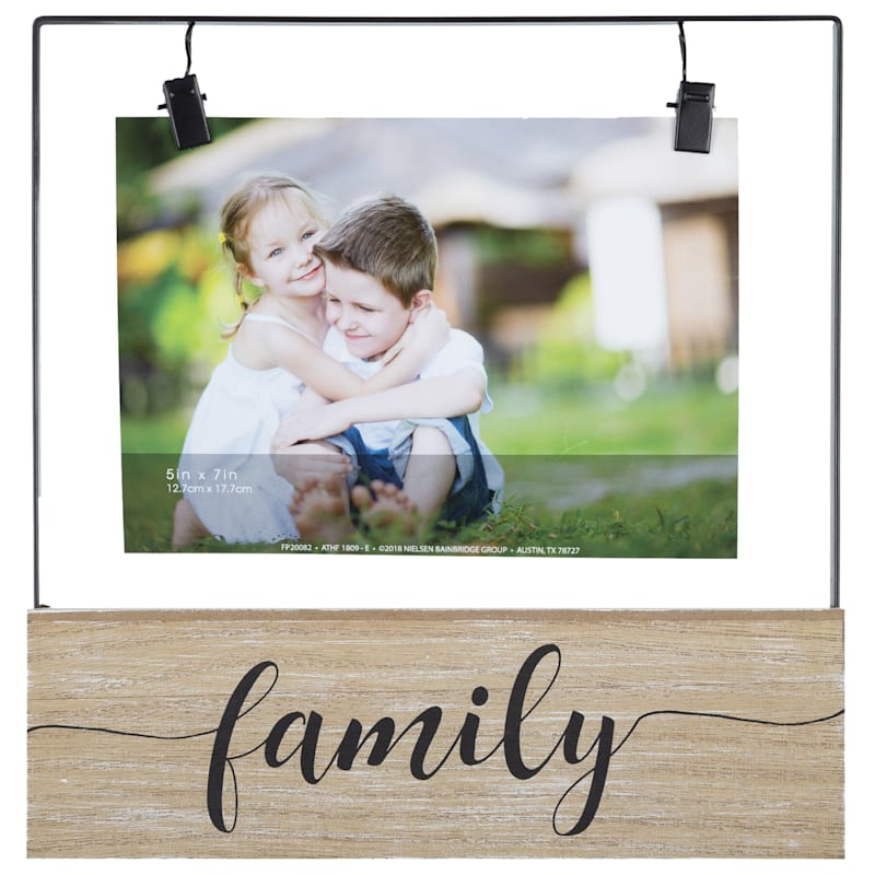 5X7 Family Word And Black Metal Hanging Photo Clips