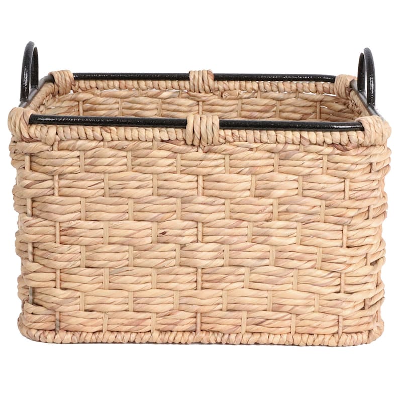 Willow Rectangle Basket & Liner with Dowel Handle