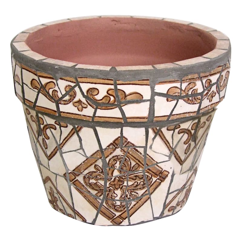 Brown Mosaic Tile Ceramic Planter, Small