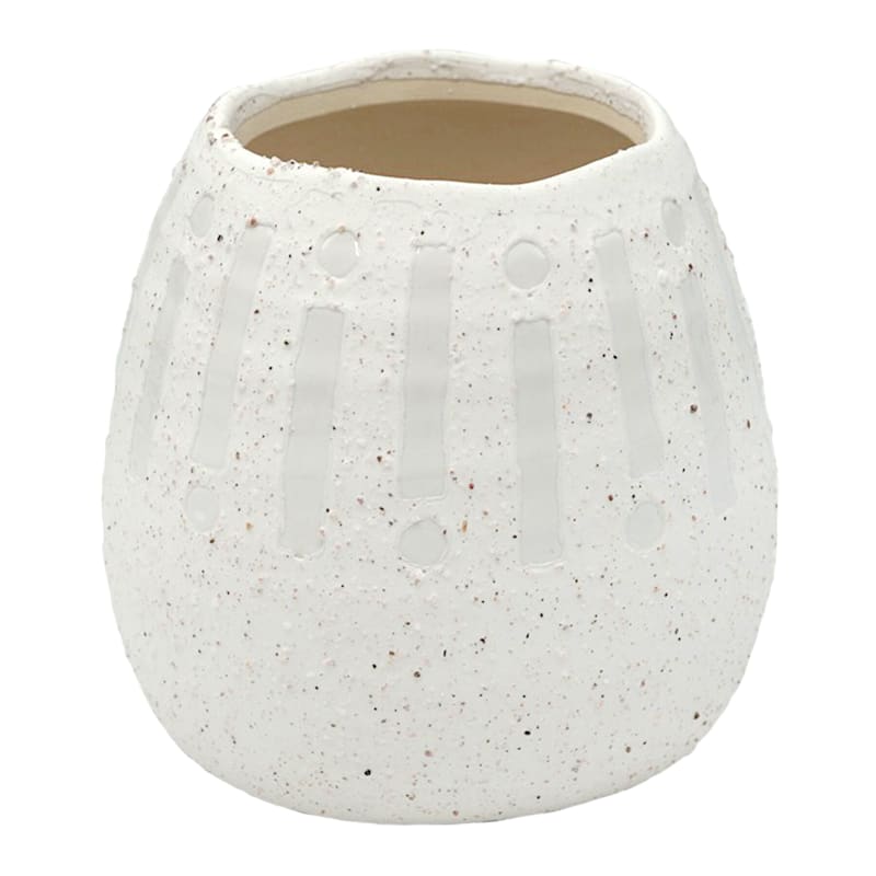 White Sanded Ceramic Vase, 5"