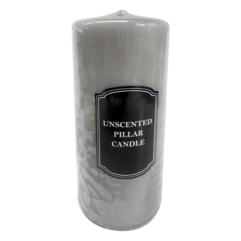Gray Unscented Overdip Pillar Candle, 6"