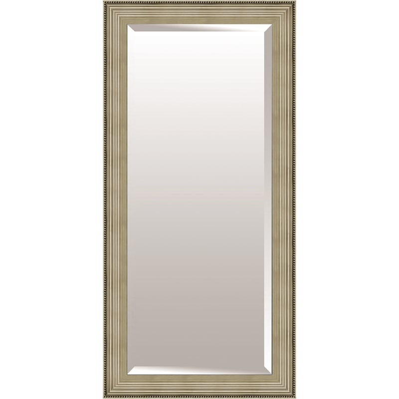 30x54 Rectangle Solid Wood Beased High And Low Champagne Silver Wall Mirror