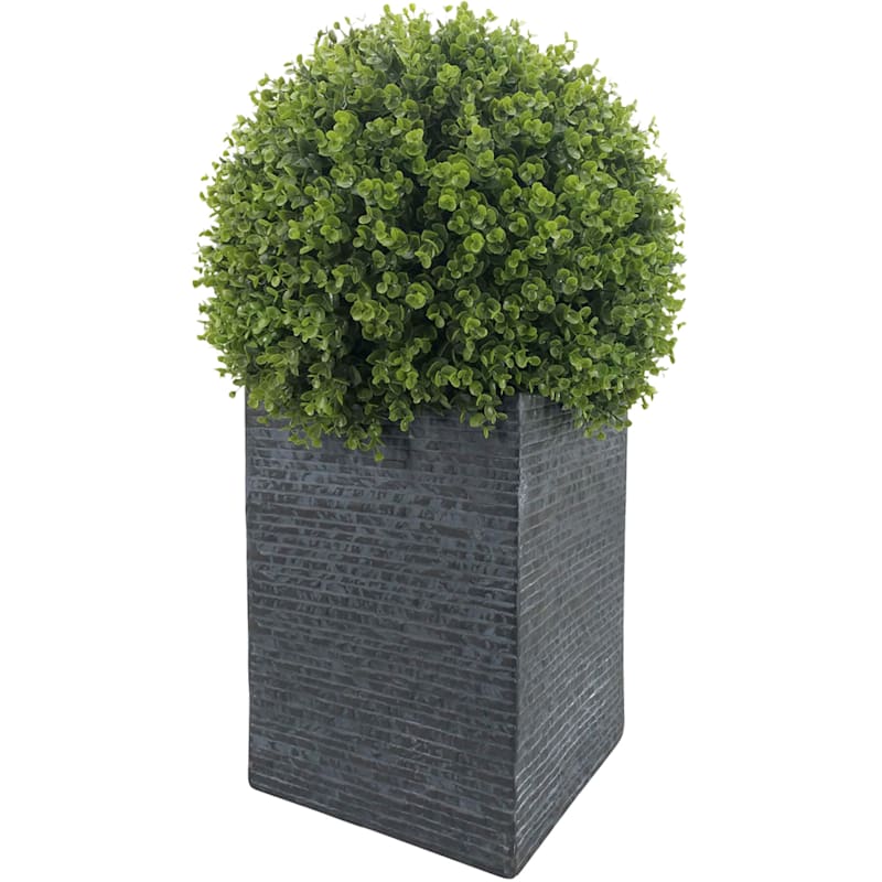 Boxwood Topiary Ball with Black Tile Planter, 30"