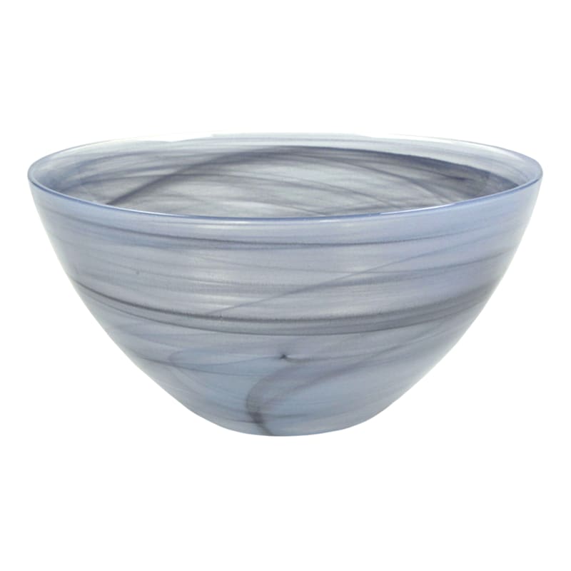 Grey Swirled Glass Serving Bowl