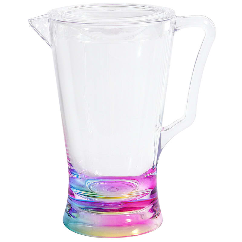 Clear Acrylic with Rainbow Finish Quart Pitcher & Lid