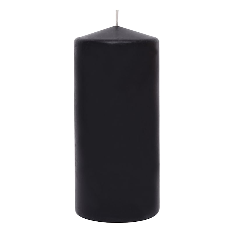 Black Unscented Overdip Pillar Candle, 6"