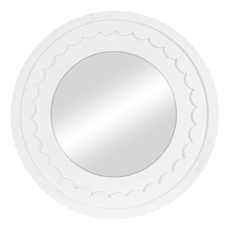 25X25 Round Mirror With Scalloped Frame