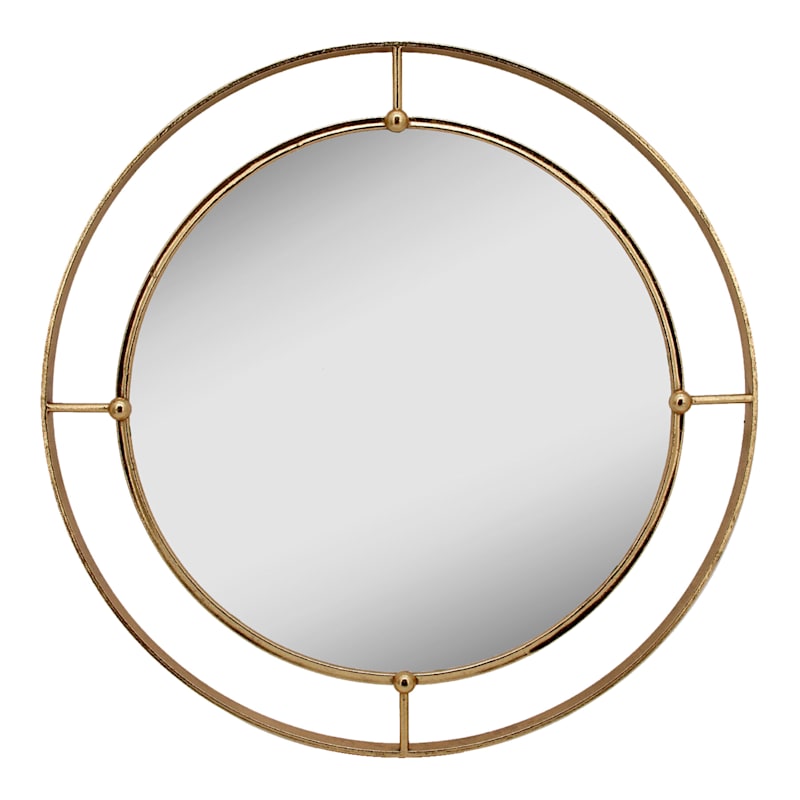 Gold Double-Wire Framed Round Mirror 30"