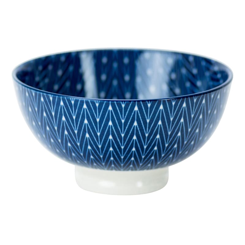 8oz Porcelain Blue/White Herringbone Pattern Bowl
