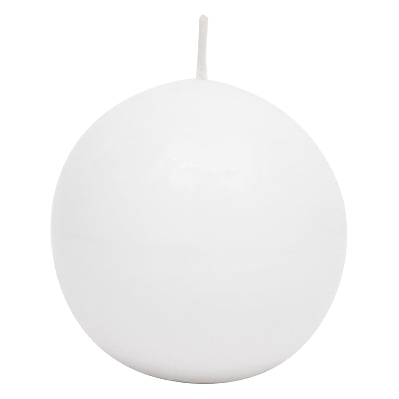 White Unscented Overdip Sphere Candle, 3"