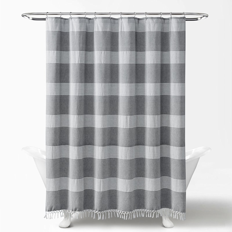 Tucker Grey & White Shower Curtain, 72"