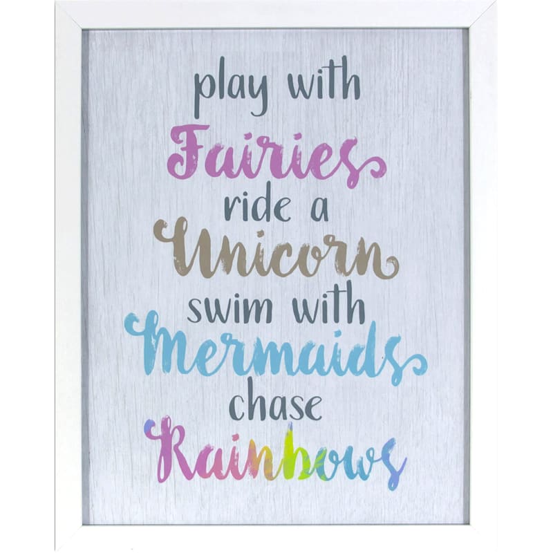 11X14 Fairies Unicorns Mermaids Rainbows Framed Art Under Glass
