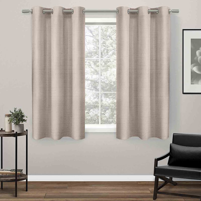 Blush Raw Silk Light Filtering Grommet Curtain Panel, 63
