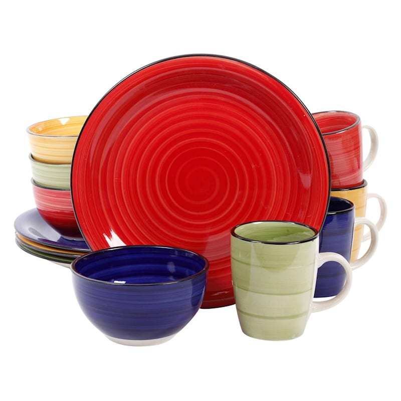 Color Vibes 12-Piece Dinnerware Set 4 Assorted Colors Stoneware