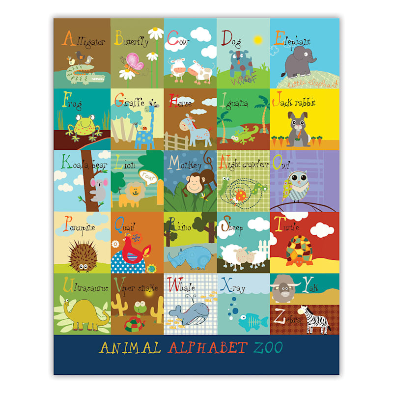 Animal Alphabet Zoo Canvas Wall Art, 16x20