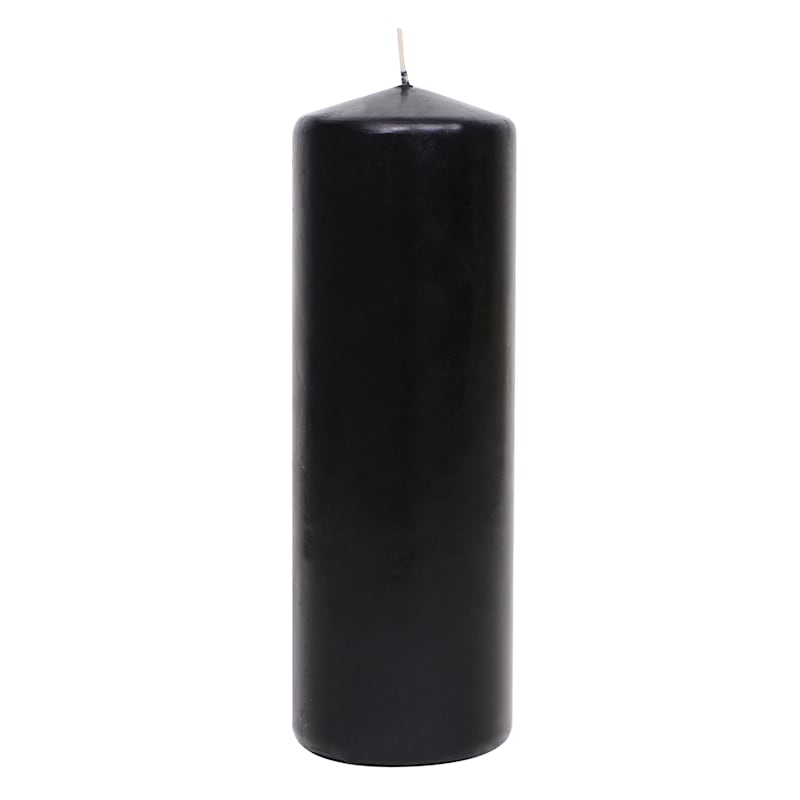 Black Unscented Overdip Pillar Candle, 8"