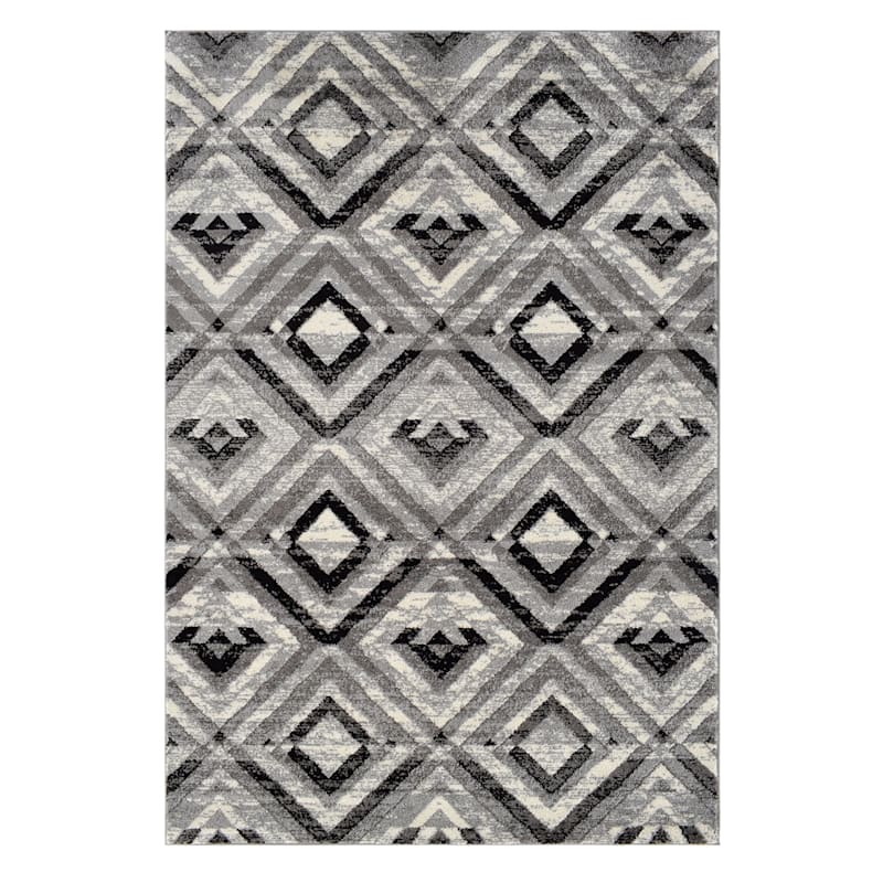(D425) Dark Grey & Light Grey Modern Diamond Design, 5x7