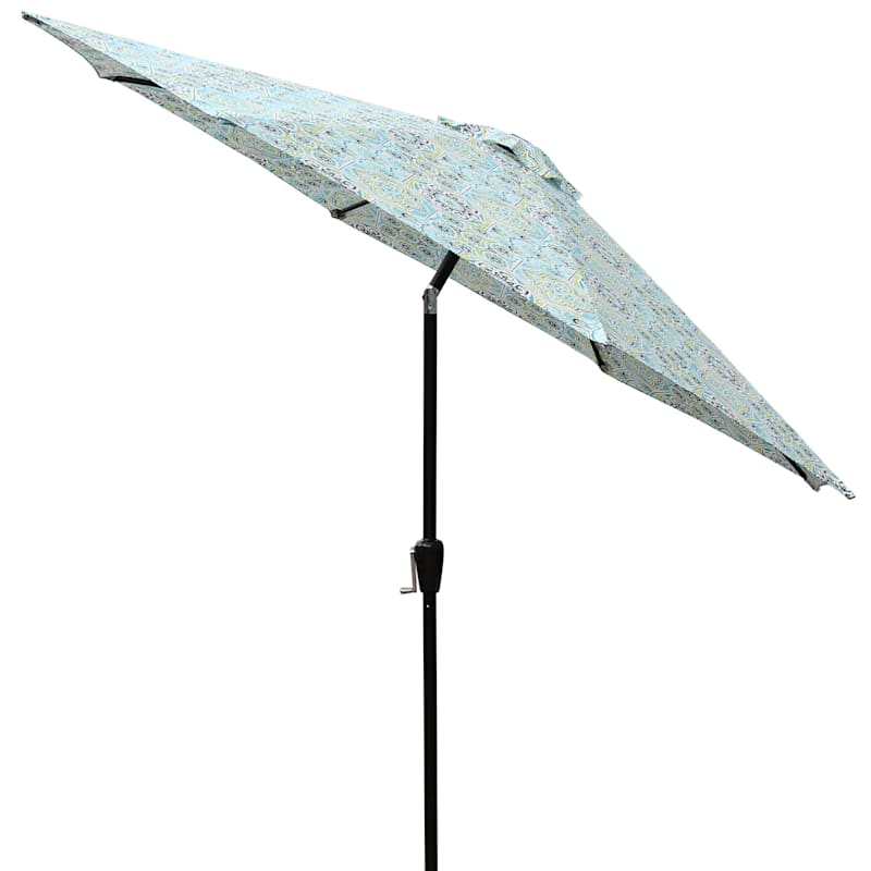 Calista Turquoise Outdoor Crank & Tilt Steel Umbrella, 9'