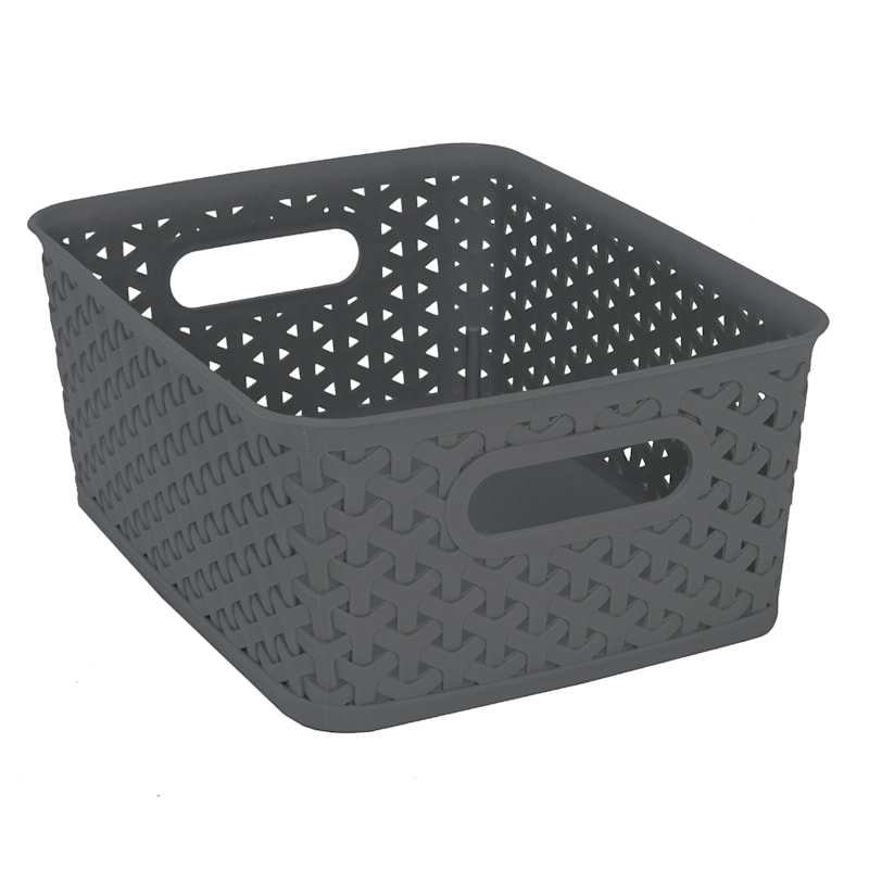 Gray Y-Weave Storage Basket, Medium