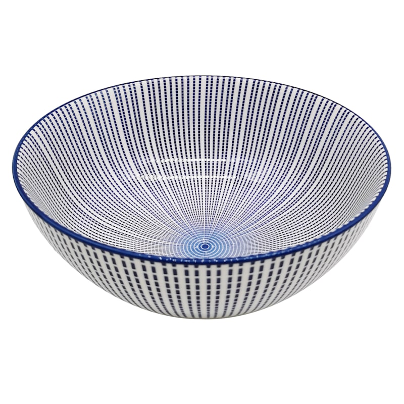 Blue & White Geo Print Ceramic Bowl