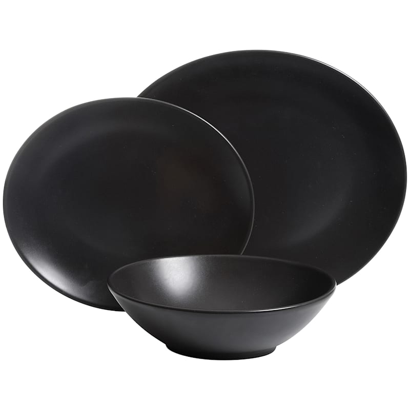 black matte dinnerware set