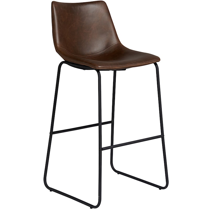 Collins Brown Faux Leather Barstool, 29"