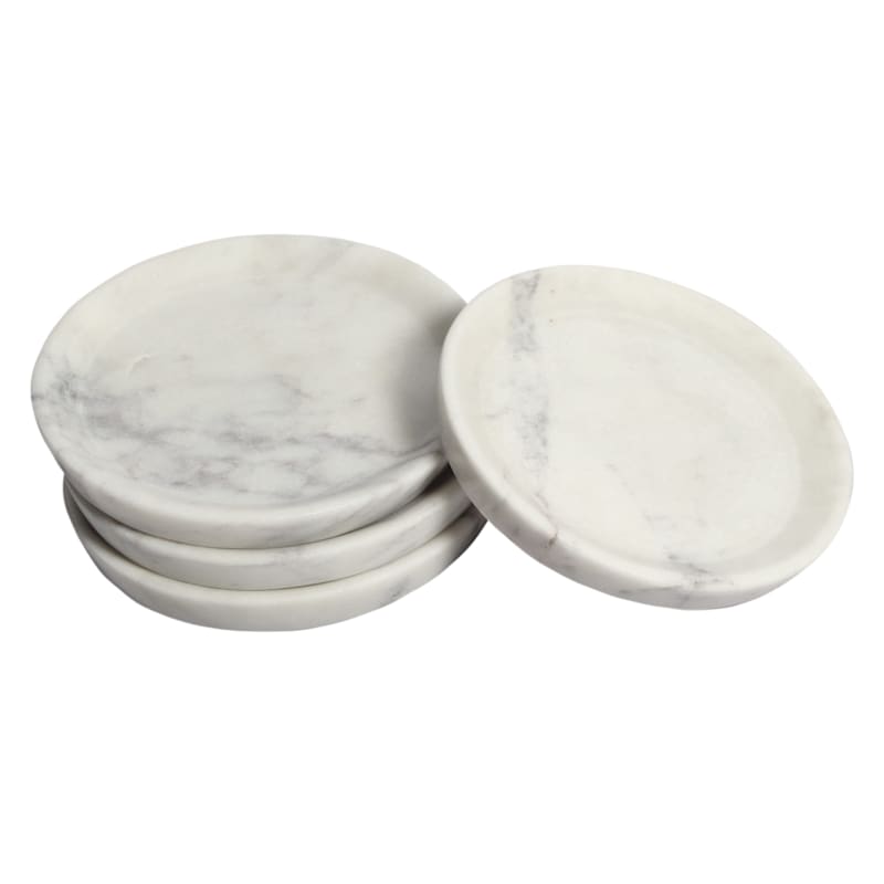 Set of 4 Marbled Stoneware Rimmed Coasters