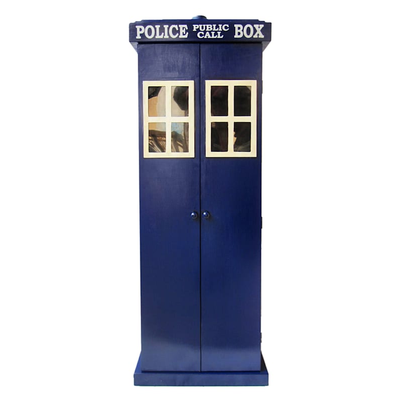 48in. Blue Police Call Box Accent Cabinet