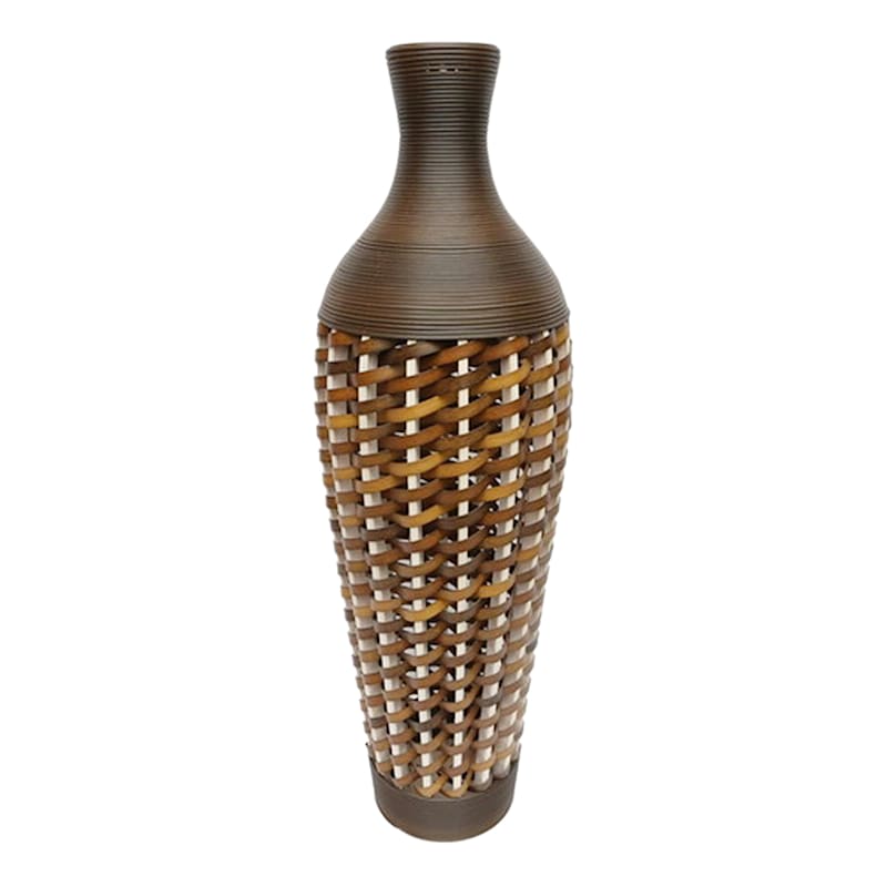 Brown Woven Bottle Floor Vase, 40"