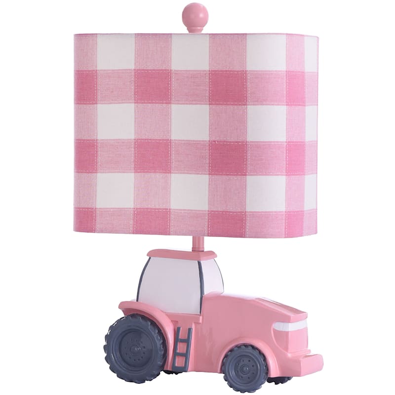 Kids' Pink Tractor Accent Lamp with Shade, 20"