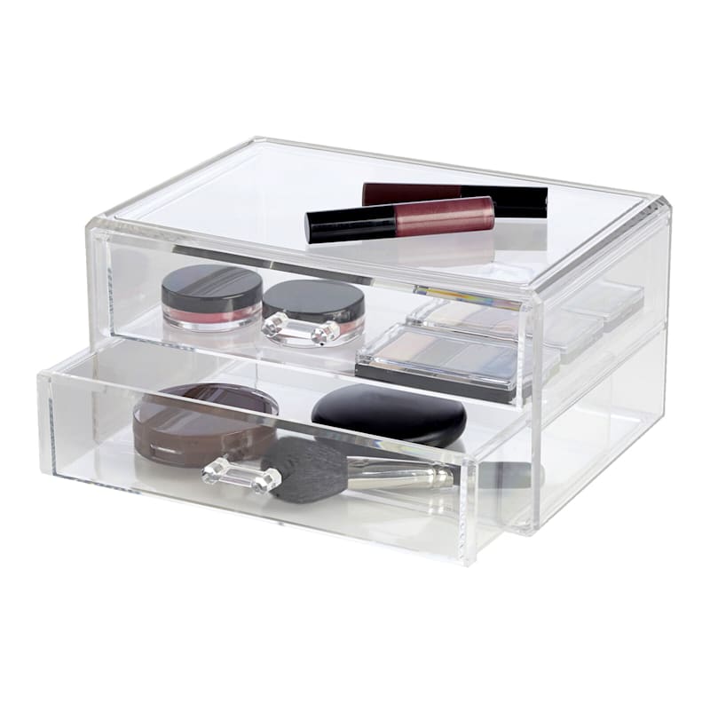 Large 2 Drawer Organizer Clear Stackable
