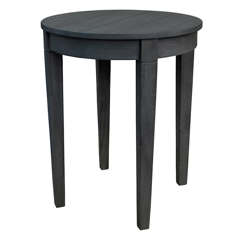 Wooden Slat Round End Table
