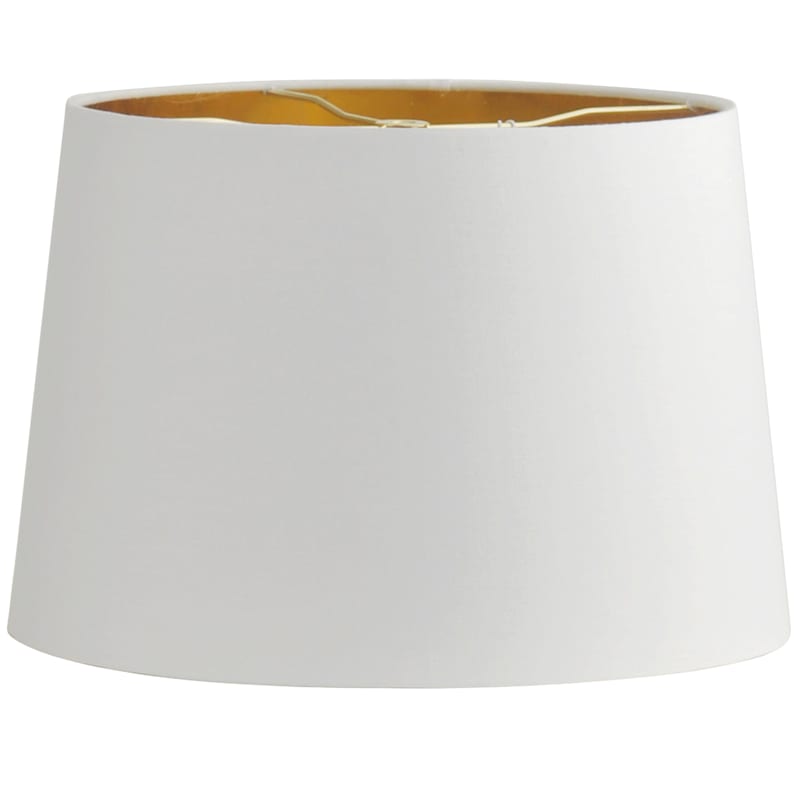 White Lamp Shade With Gold Liner At Home, White Linen Drum Table Lamp Shade With Gold Lining