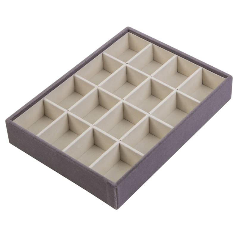 16-Compartment Stackable Jewelry Organizer, Grey
