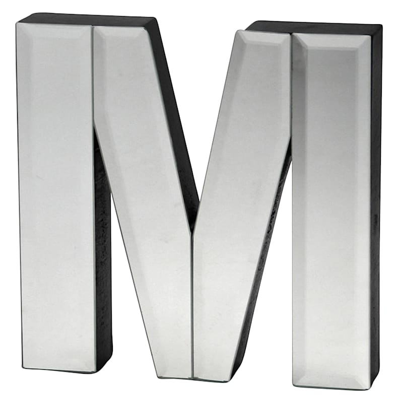Mirrored Faux Wood Monogram M, 6"