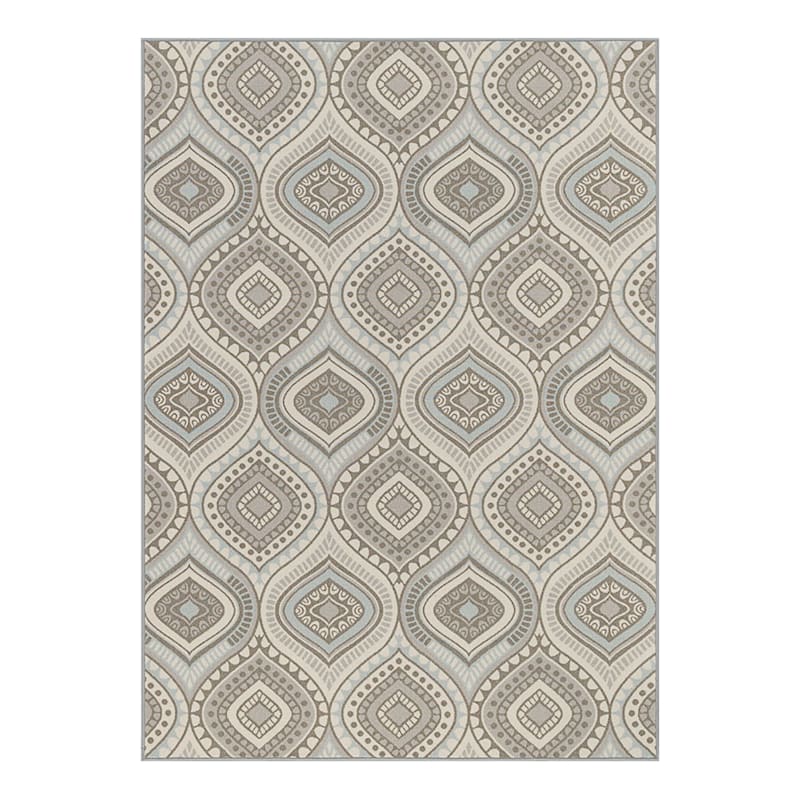 (D407) Contemporary Geometric Ogee Design Area Rug, 5x7